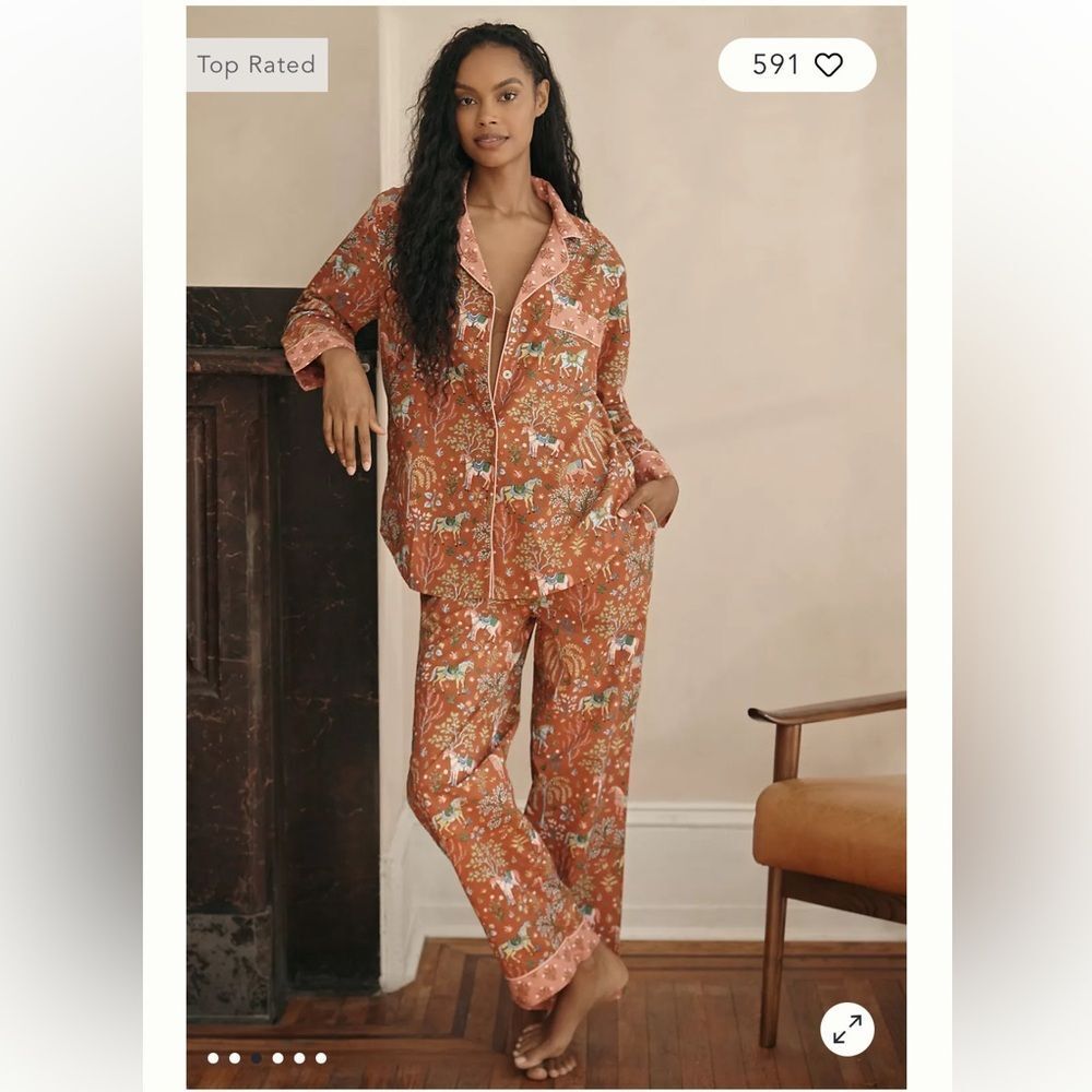 Anthropologie Printfresh Copper Show Pony Pajama Top - Picture 3 of 7